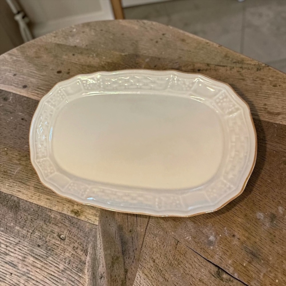 Mikasa Fine Ivory Margaux D1006 Butter Dish Underplate Cottagecore